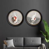 Roosters by Ohara Koson – Oxford Round Framed Print