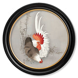 Roosters by Ohara Koson – Oxford Round Framed Print