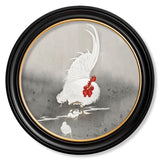 Roosters by Ohara Koson – Oxford Round Framed Print