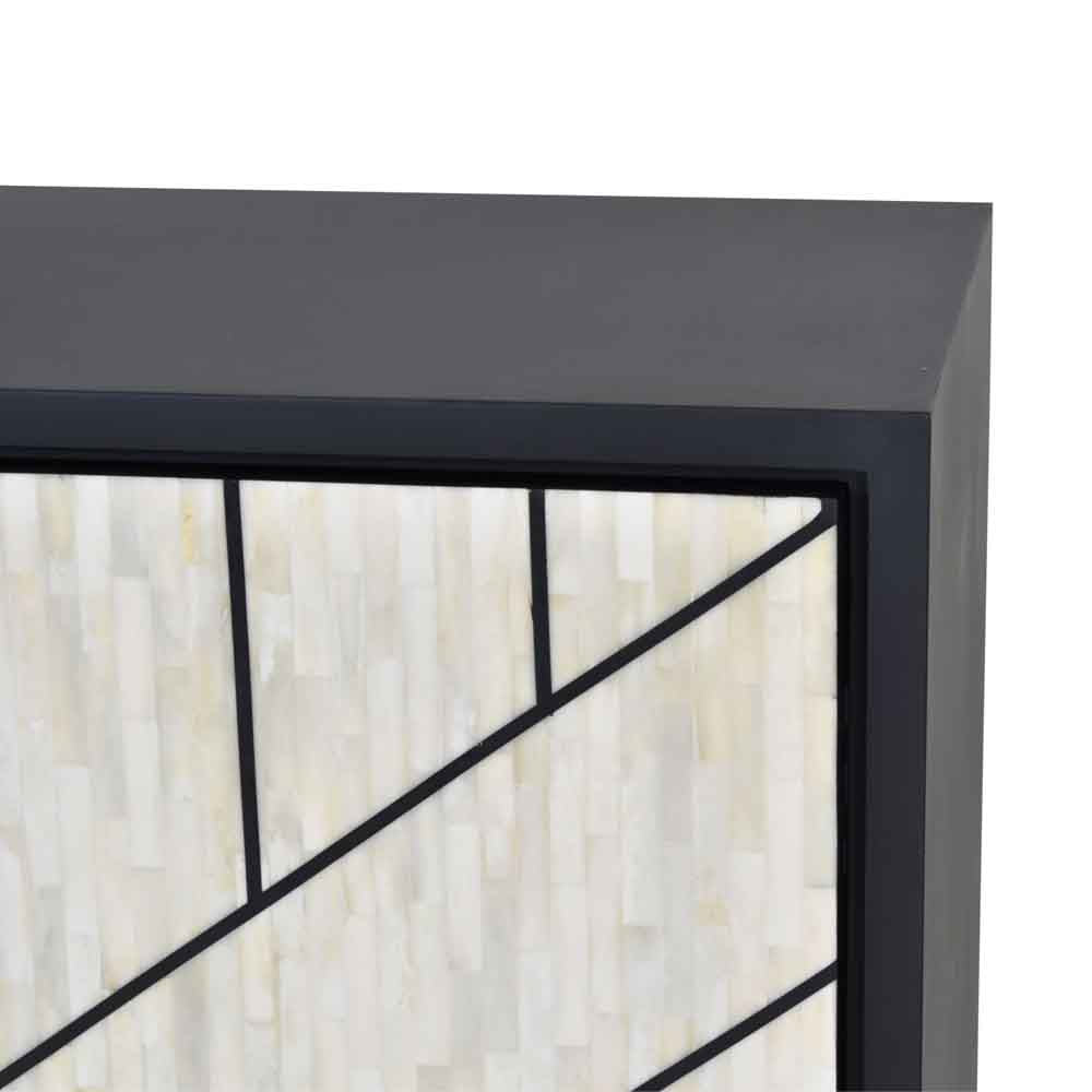 Libra Interiors Credenza Abstract 3 Door Cabinet with Bone Inlay