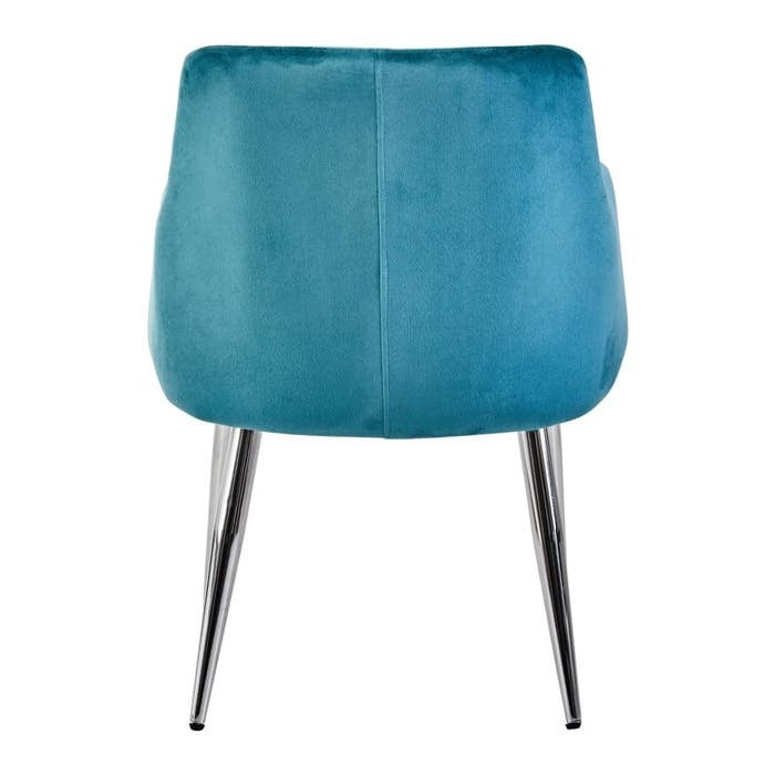 Sophia Dining Chair in Blue Velvet and Chrome Metal