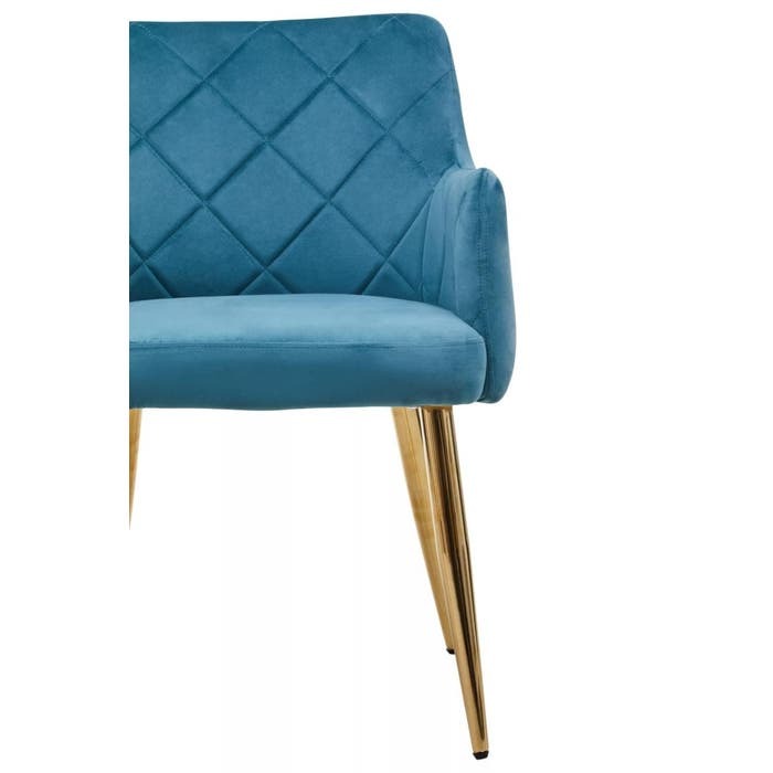 Sophia Dining Chair in Blue Velvet and Gold Metal
