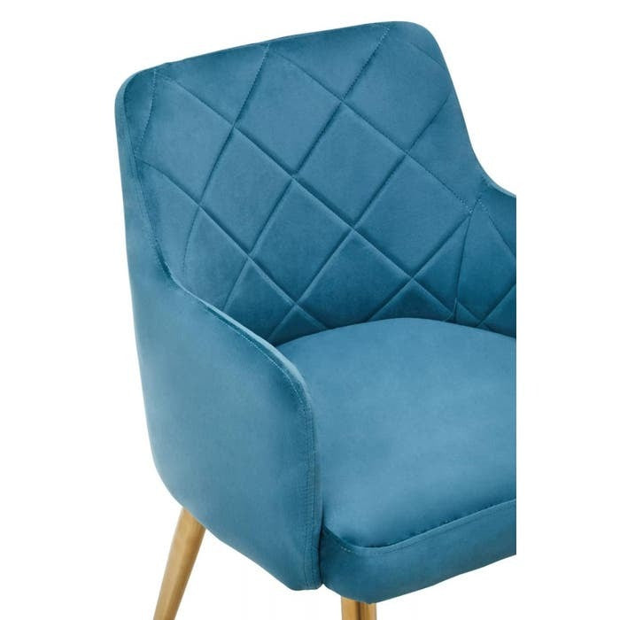 Sophia Dining Chair in Blue Velvet and Gold Metal