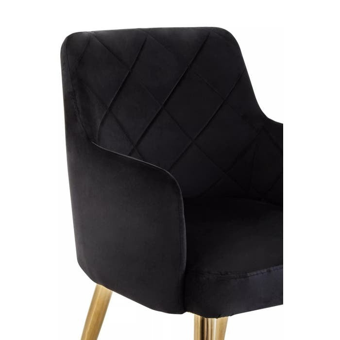 Sophia Dining Chair in Black Velvet and Gold Metal