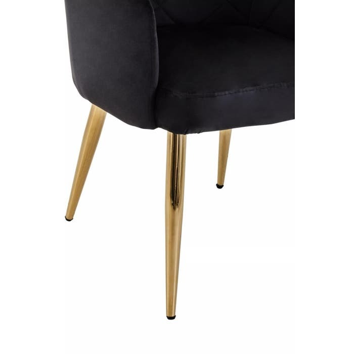 Sophia Dining Chair in Black Velvet and Gold Metal