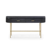 Tommy Franks Lantine Console Table – Black Oak and Brass