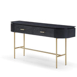 Tommy Franks Lantine Console Table – Black Oak and Brass
