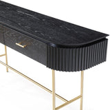 Tommy Franks Lantine Console Table – Black Oak and Brass
