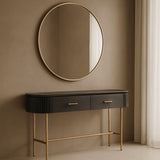 Tommy Franks Lantine Console Table – Black Oak and Brass