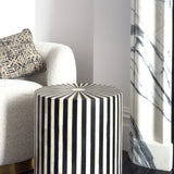 Trickeria Bone Inlay Side Table with Stripes