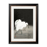 Two Egrets in Reeds by Ohara Koson - York Slim Framed Print
