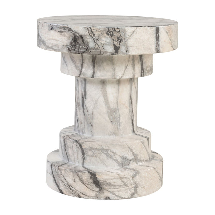 Zola Symmetrical Stool – White and Grey Marble Effect