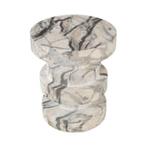 Zola Asymmetrical Stool – White and Grey Marble Effect