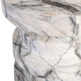 Zola Asymmetrical Stool – White and Grey Marble Effect
