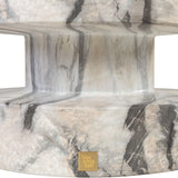 Zola Asymmetrical Stool – White and Grey Marble Effect