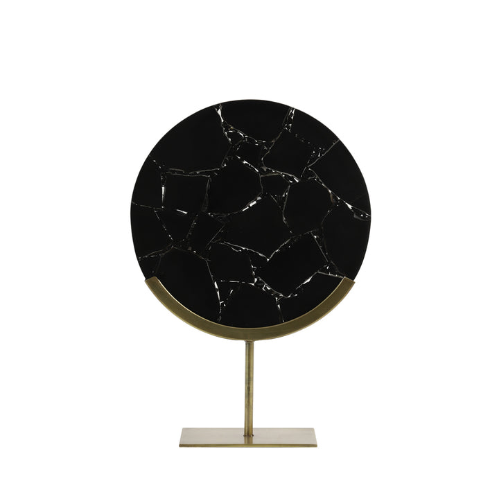 Light & Living Gouya Sculpture in Black Agate and Antique Bronze