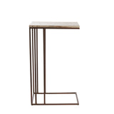 Light & Living Roshan Side Table in Travertine and Dark Brown Finish