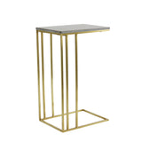 Light & Living Roshan Side Table in Brown Marble and Brass Finish