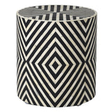 Arlington Black and White Stool with Bone Inlay