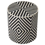 Arlington Black and White Stool with Bone Inlay