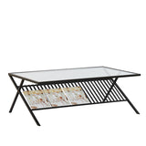 Light & Living Ezra Coffee Table in Clear Glass and Matt Black