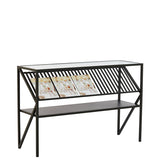 Light & Living Ezra Console Table in Clear Glass and Matt Black