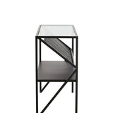Light & Living Ezra Console Table in Clear Glass and Matt Black