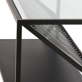Light & Living Ezra Console Table in Clear Glass and Matt Black