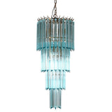 Azurine Cascading Chandelier with Blue Glass