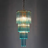 Azurine Cascading Chandelier with Blue Glass