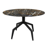 Baudillane Dining Table with Black Marble and Black Metal Legs