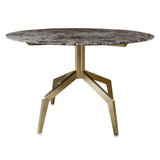 Baudillane Dining Table with Brown Marble and Brushed Gold Legs