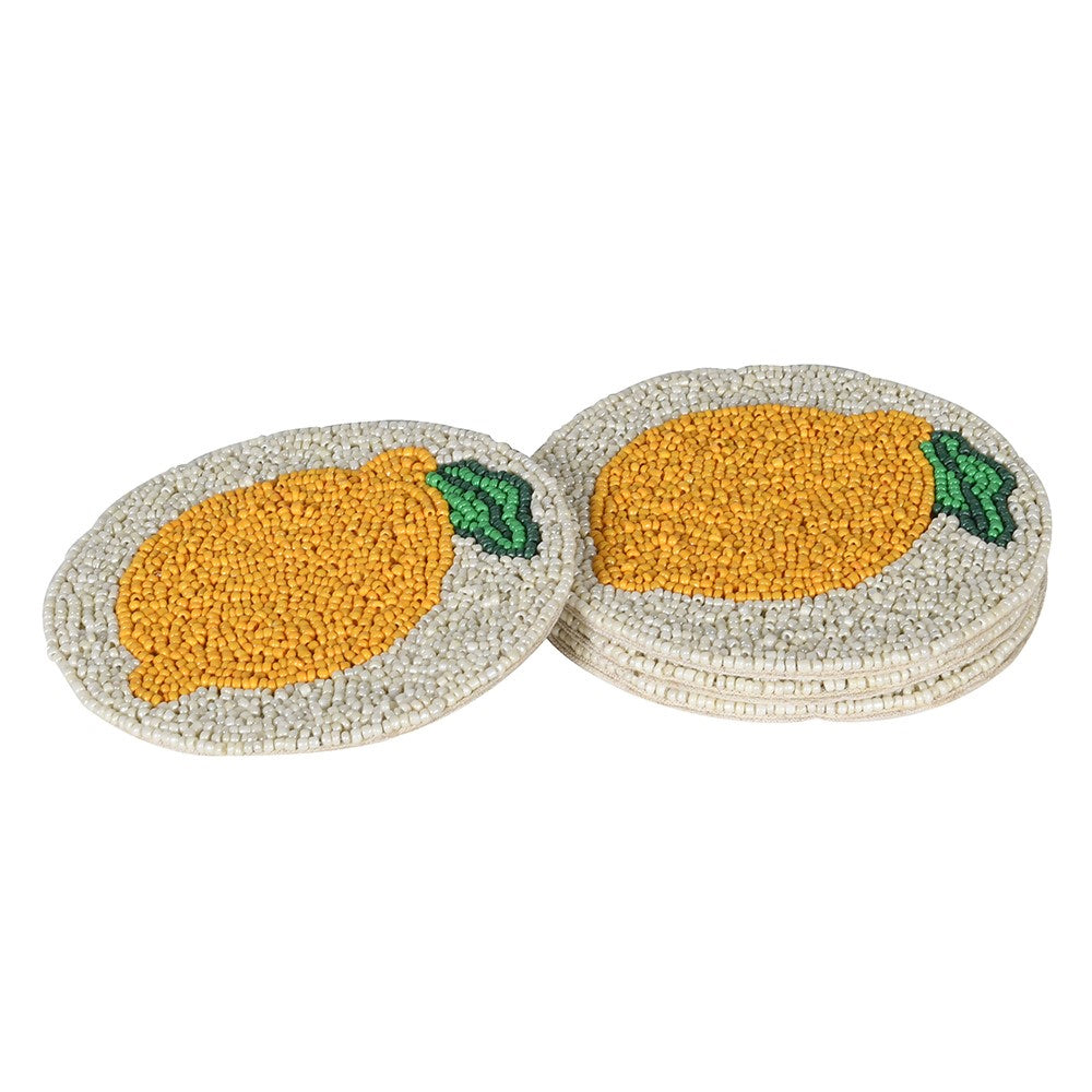 Beaded Lemon Coasters – Set of 4
