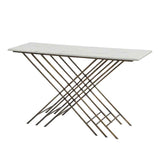 Libra Interiors Nolita White Marble and Antique Gold Console Table