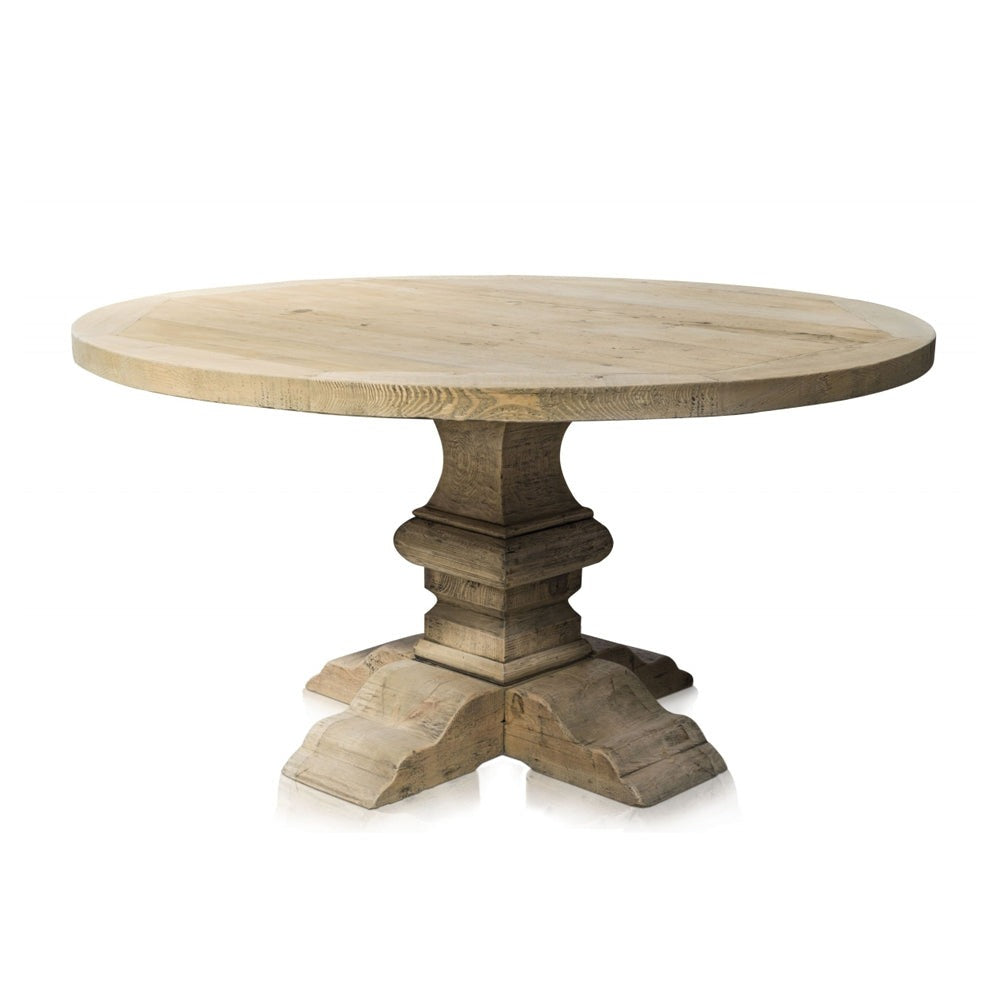 Reclaimed wood pedestal 2024 dining table