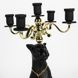 Bold Monkey Proudly Crowned Panther Candle Holder – Black