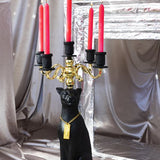 Bold Monkey Proudly Crowned Panther Candle Holder – Black