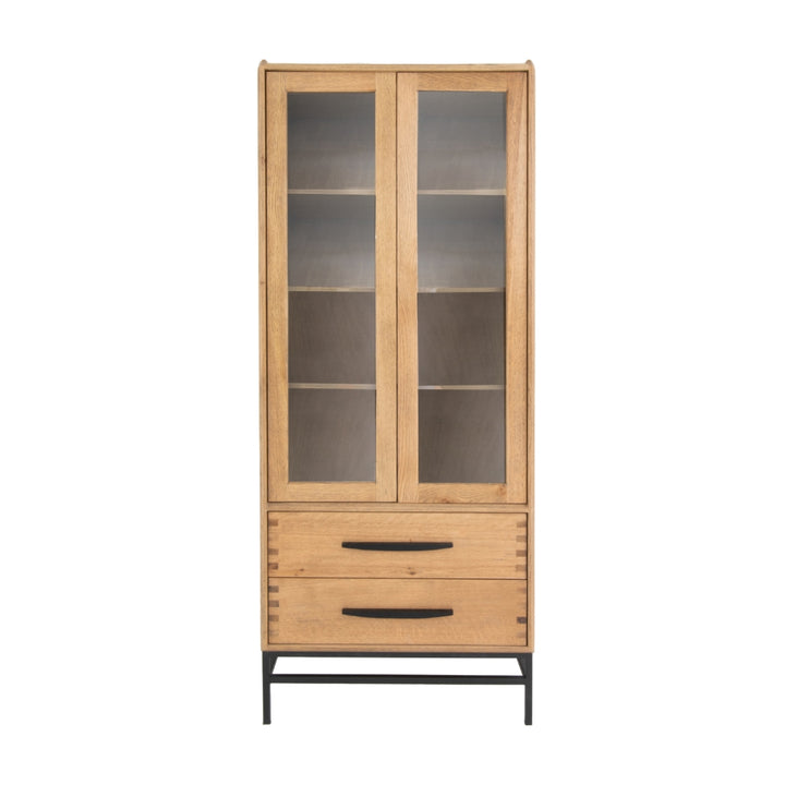 RV Astley Brue Tall Display Cabinet in Natural Oak