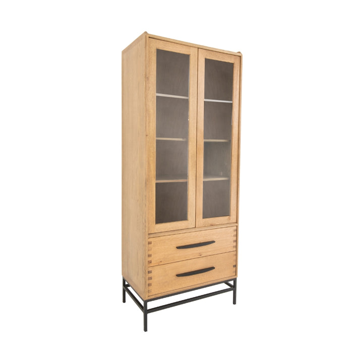 RV Astley Brue Tall Display Cabinet in Natural Oak