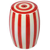 Carmine Ceramic Stool with Hand Painted Detail