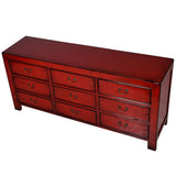 Lingbao Cayenne Red Cabinet with 9 Drawers in Pine Wood – Excess Stock