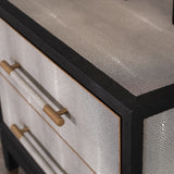 Dellora Bedside Table in Oak and Faux Shagreen