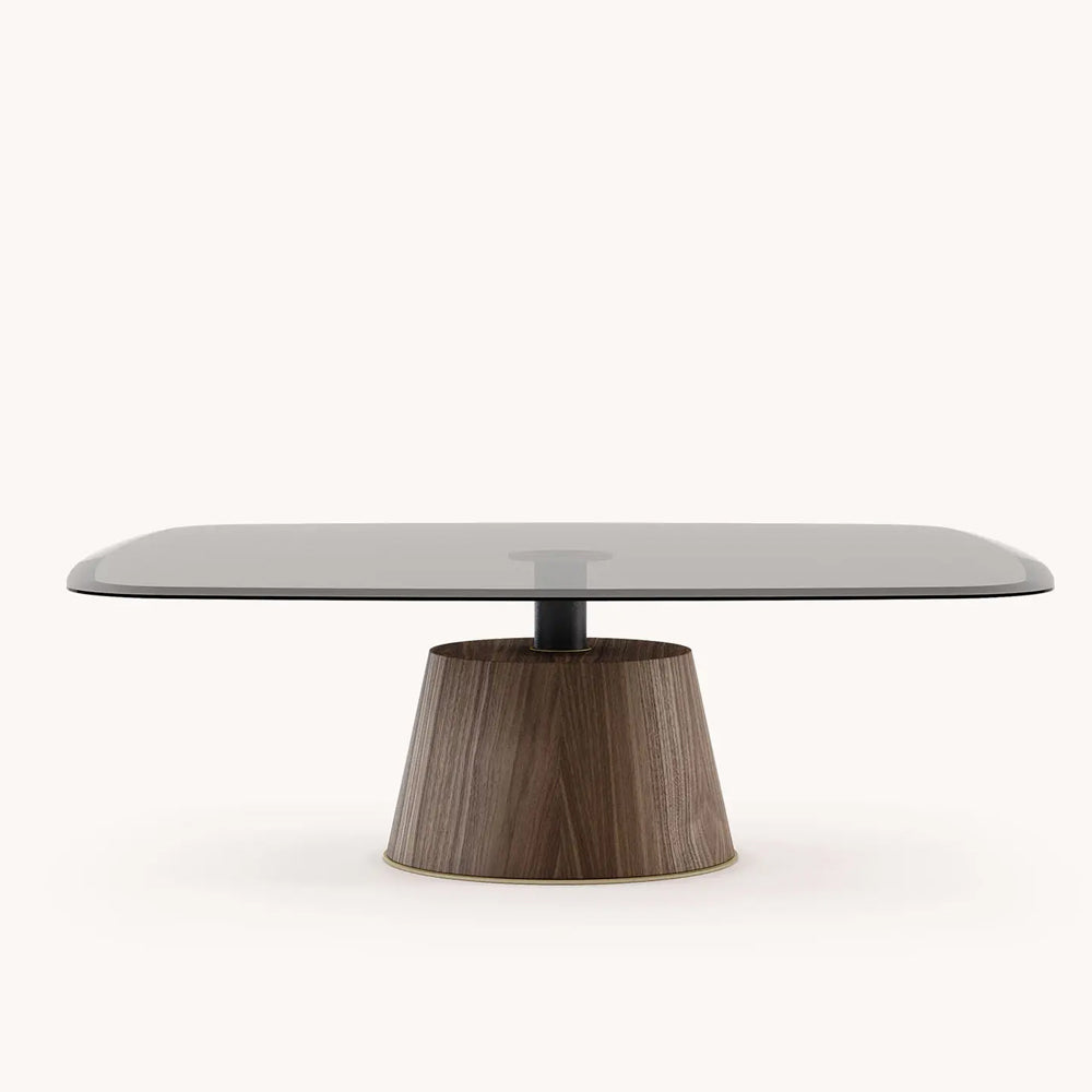 Domkapa Panton Coffee Table in Natural Walnut and Bronze Glass
