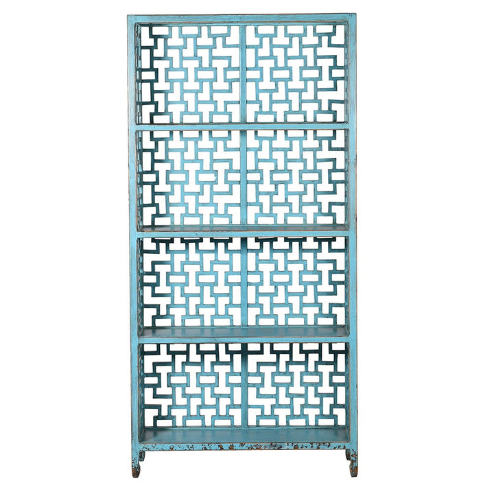 Lingbao Display Cabinet in Distressed Blue