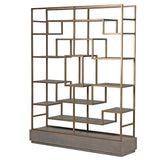 Fernsby Multi-Shelf Gold Unit with Oak and Brass