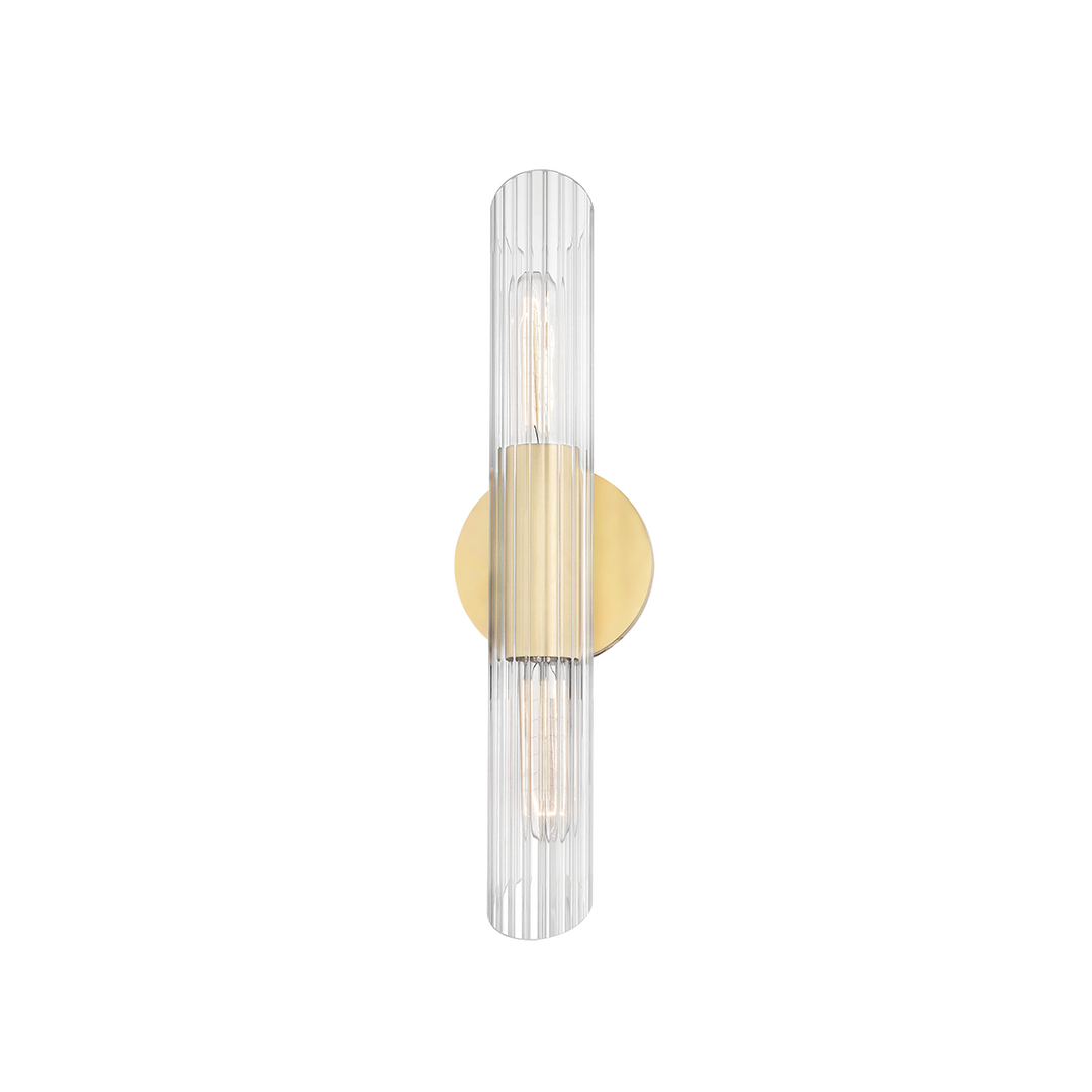 Hudson Valley Lighting Cecily Wall Sconce with Lined Glass and Brass Coloured Fitting