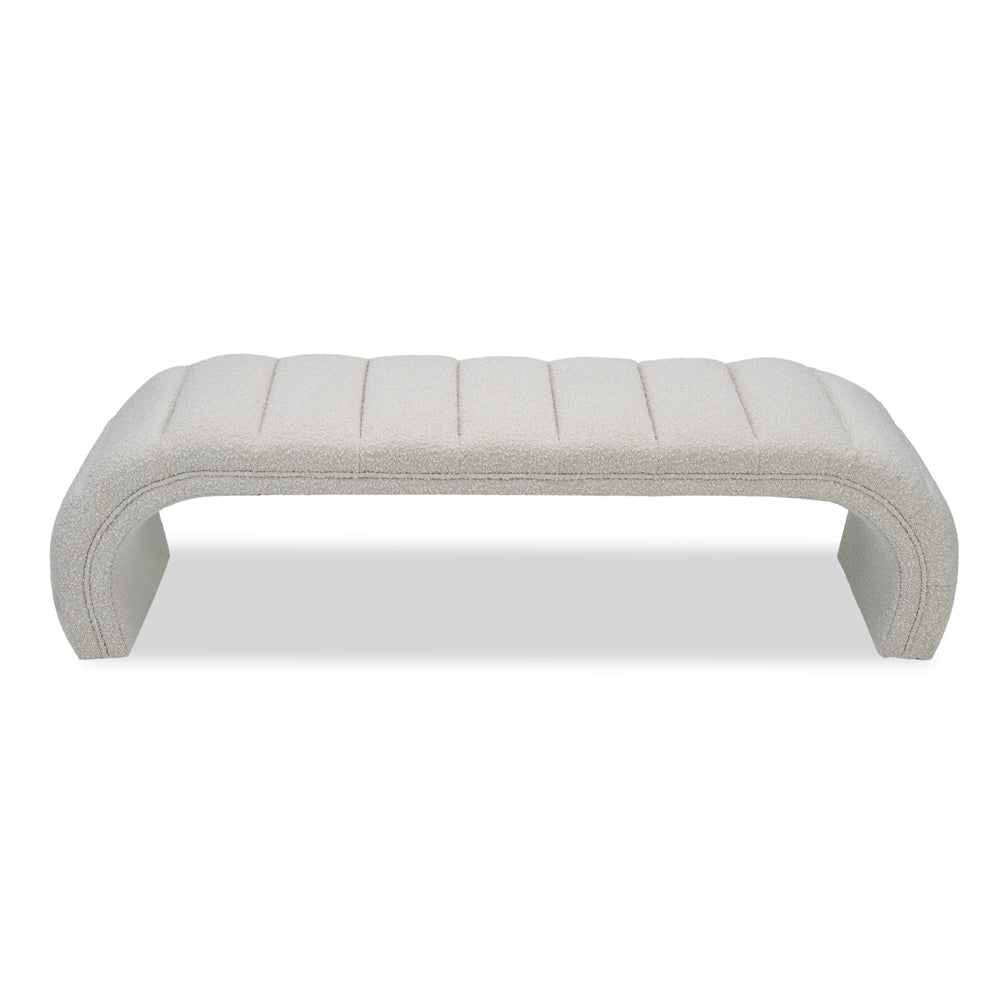 White deals fabric bench