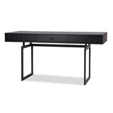 Liang & Eimil Hamilton Desk with Black Ash Veneer and Dark Brown Satin Steel