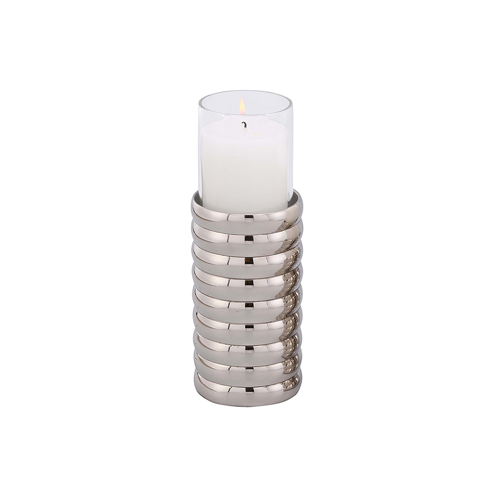 Liang & Eimil Large Pillar Holder featuring Ribbed Nickel Finish