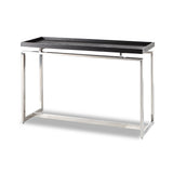 Liang & Eimil Malcolm Console Table with Black Ash Veneer and Polished Stainless Steel